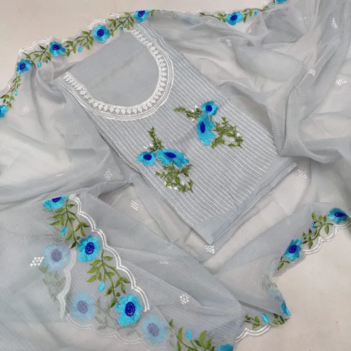 Exclusive Kota Doria Unstitched Dress Material with Dupatta – Lightweight, Elegant & Handcrafted Ethnic Wear for Women